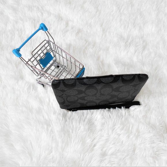 Coach Signature PVC Leather Corner Zip Wristlet - Picture 7 of 12